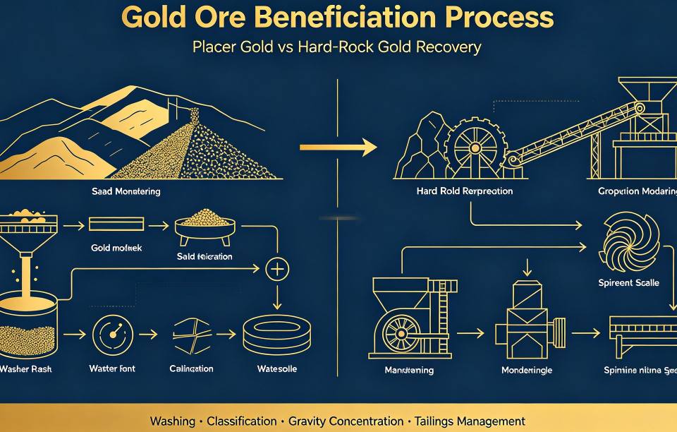 Золотоносный рудный Beneficiation процесс｜Основы извлечения золота изplacer итвердых пород